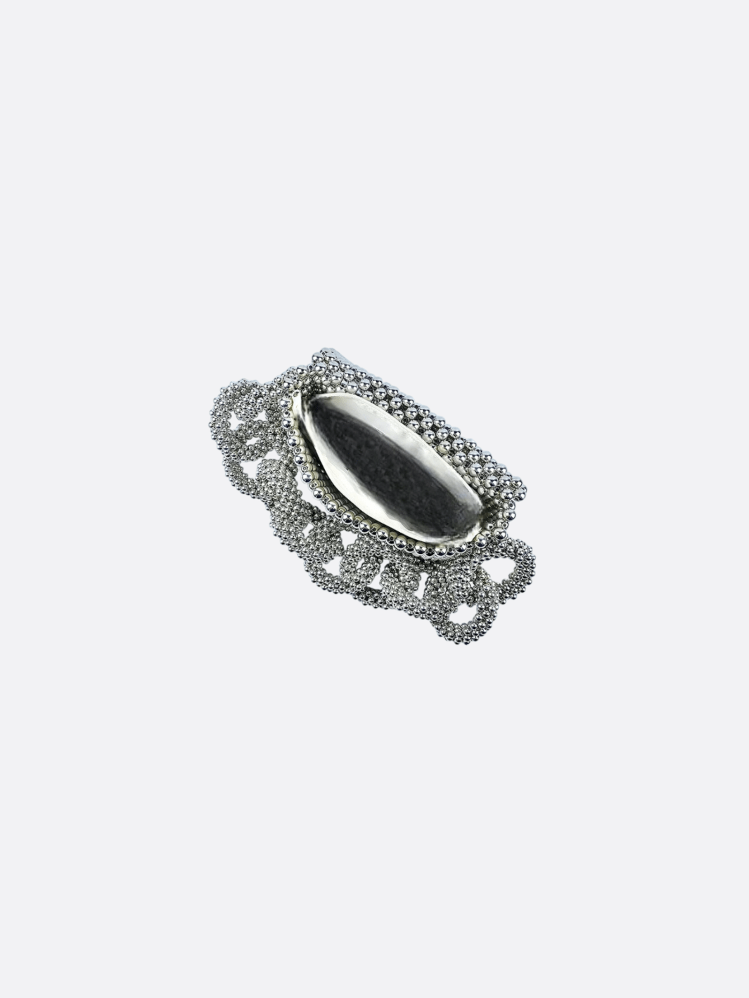 Bag with white pearls