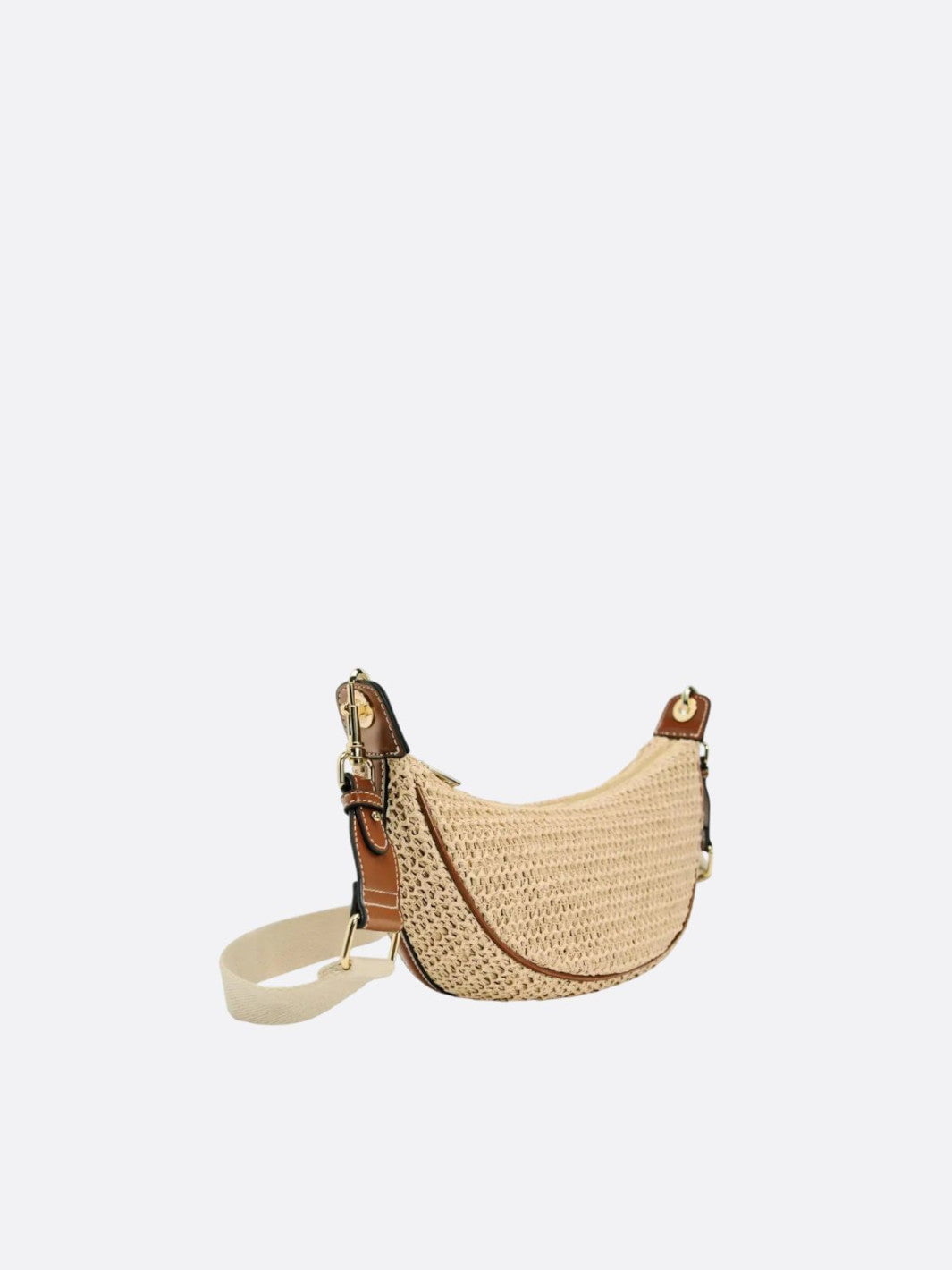 Half-moon straw bag