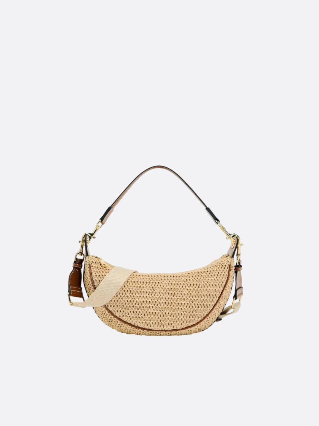 Half-moon straw bag