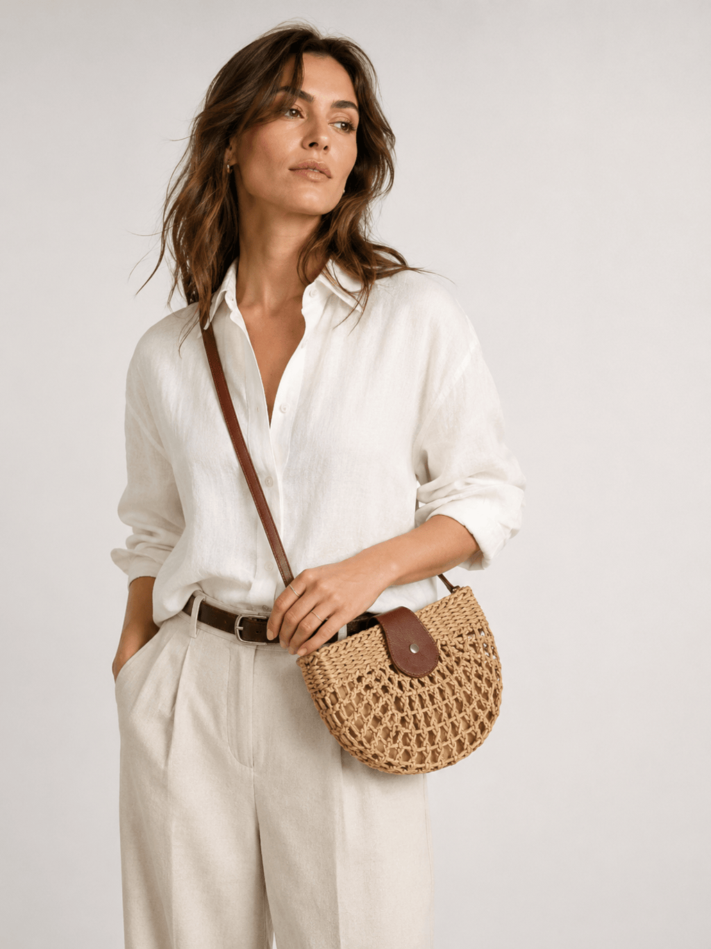 half-moon straw bag