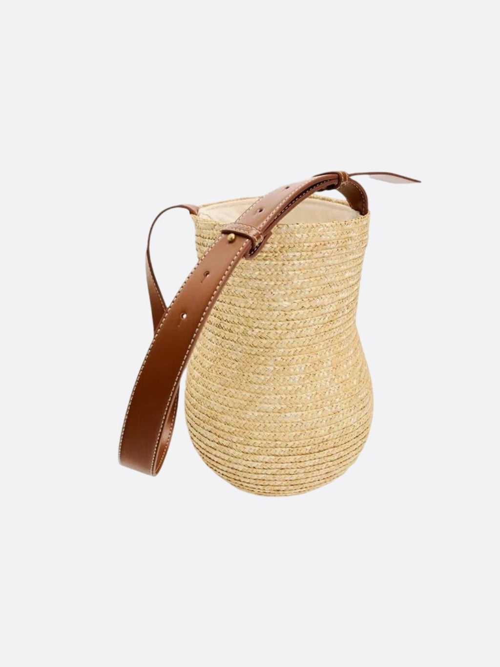 brown straw and leather bag