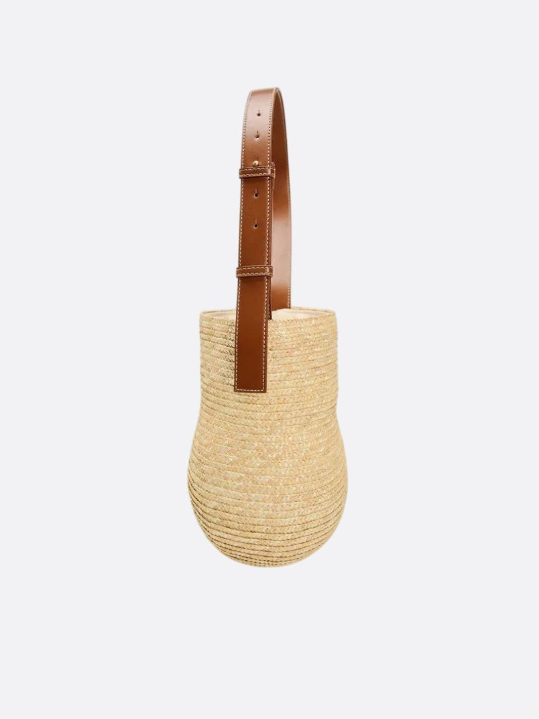 brown straw and leather bag