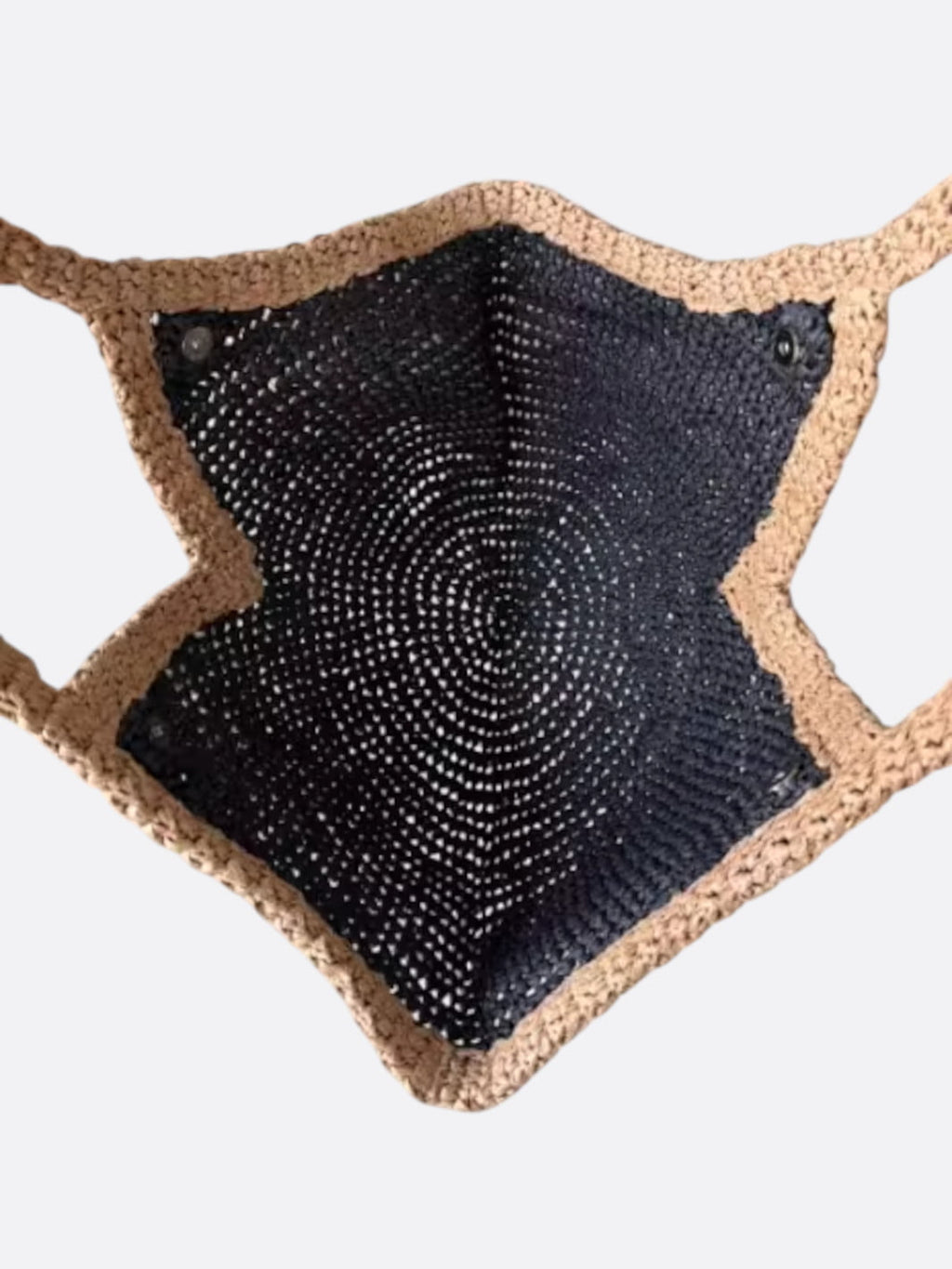 Black and Beige Straw Bag