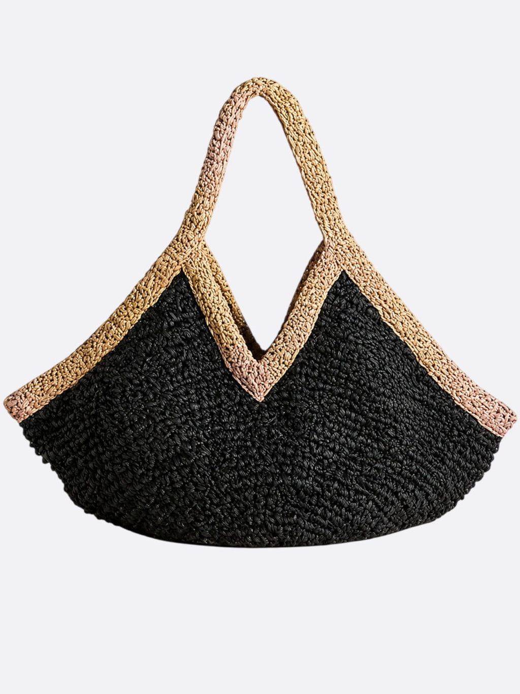 Black and Beige Straw Bag