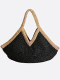 Black and Beige Straw Bag