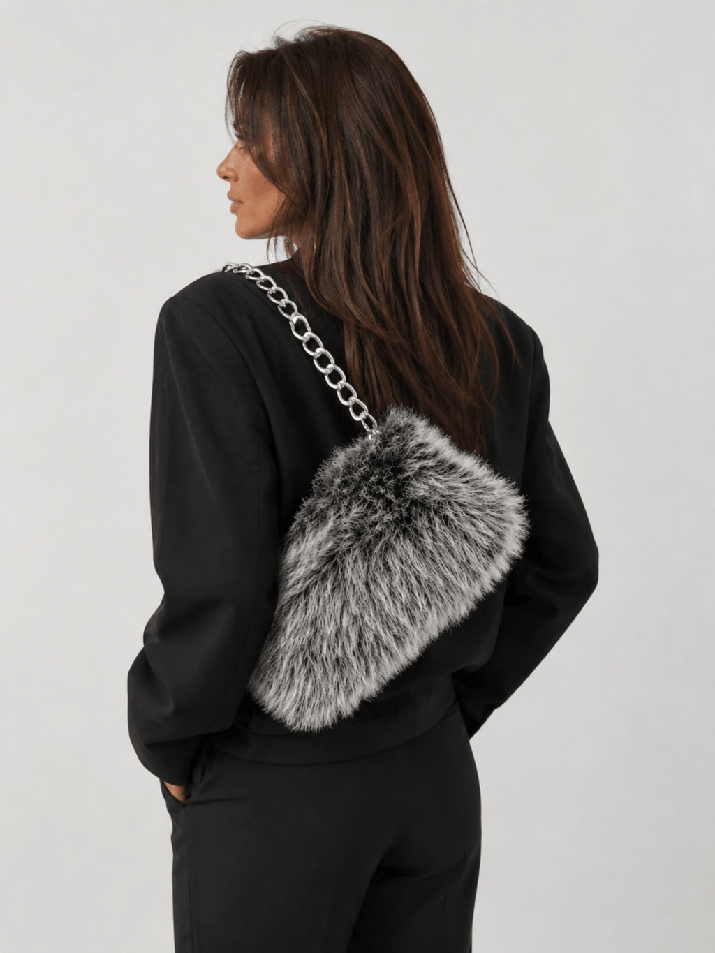 Faux fur shoulder bag