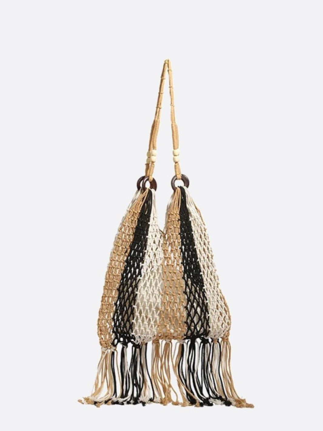 Mesh bag with stripes