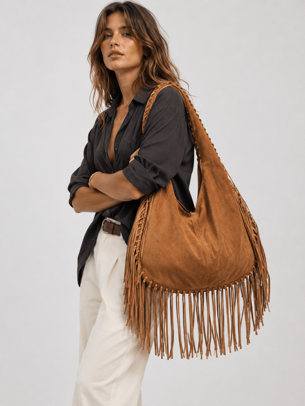 suede tote bag