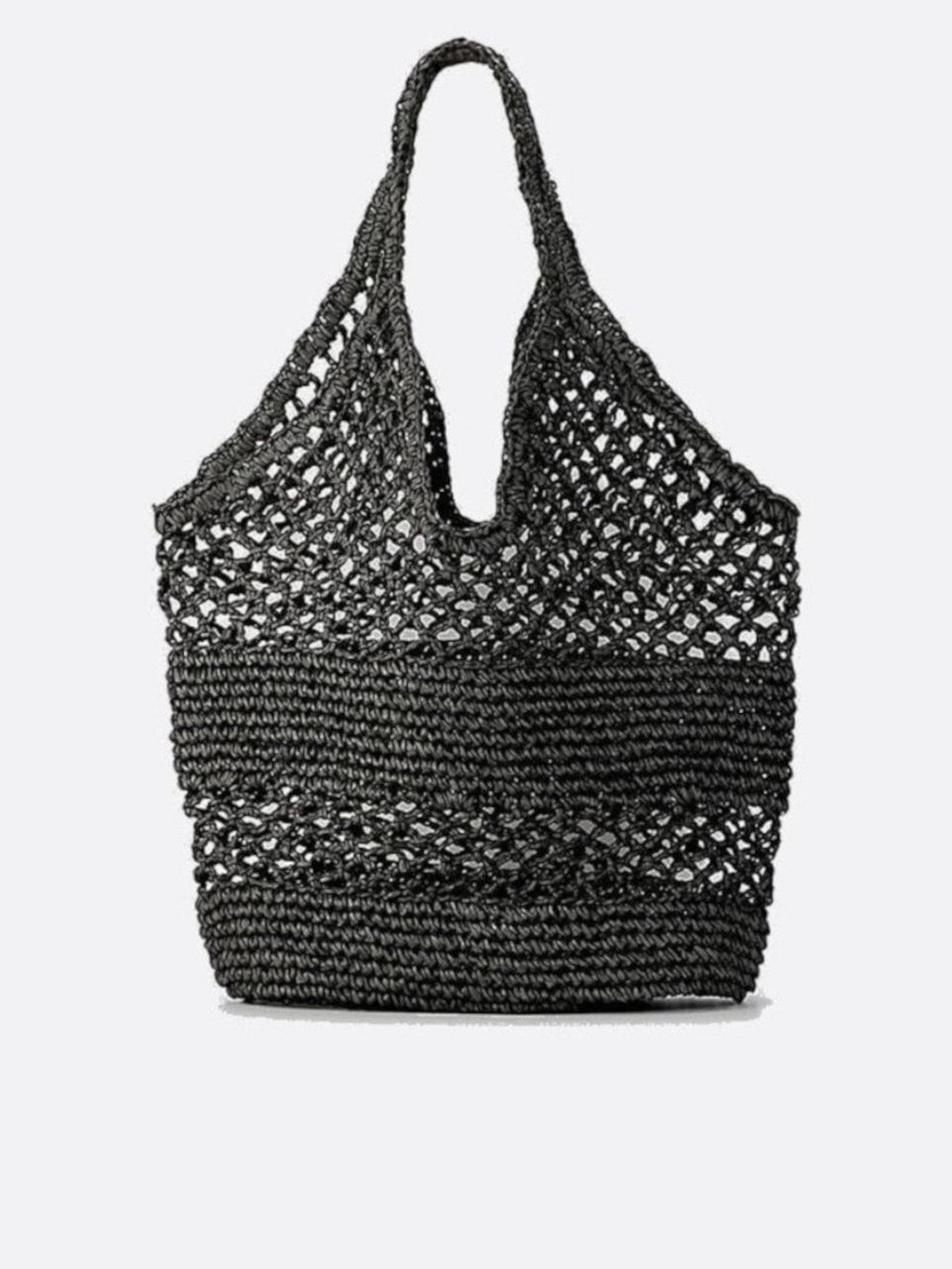 straw and crochet tote bag