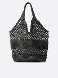 straw and crochet tote bag