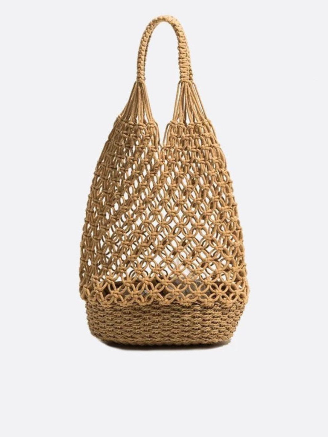 Mesh and straw tote bag