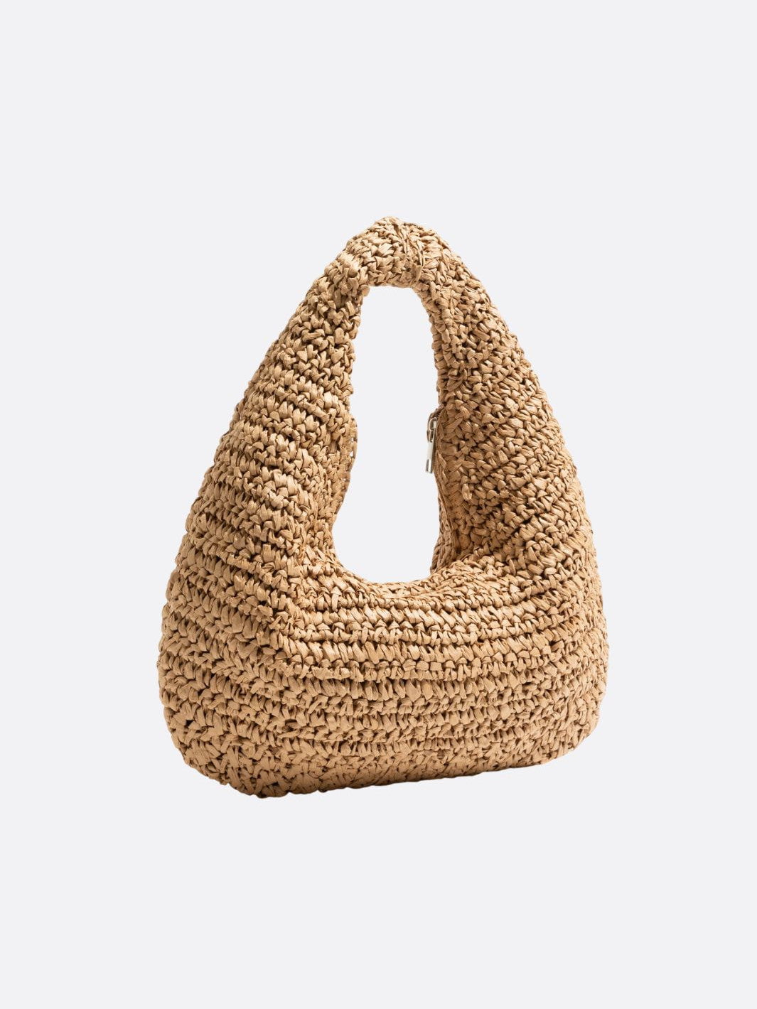 Woven straw hobo bag