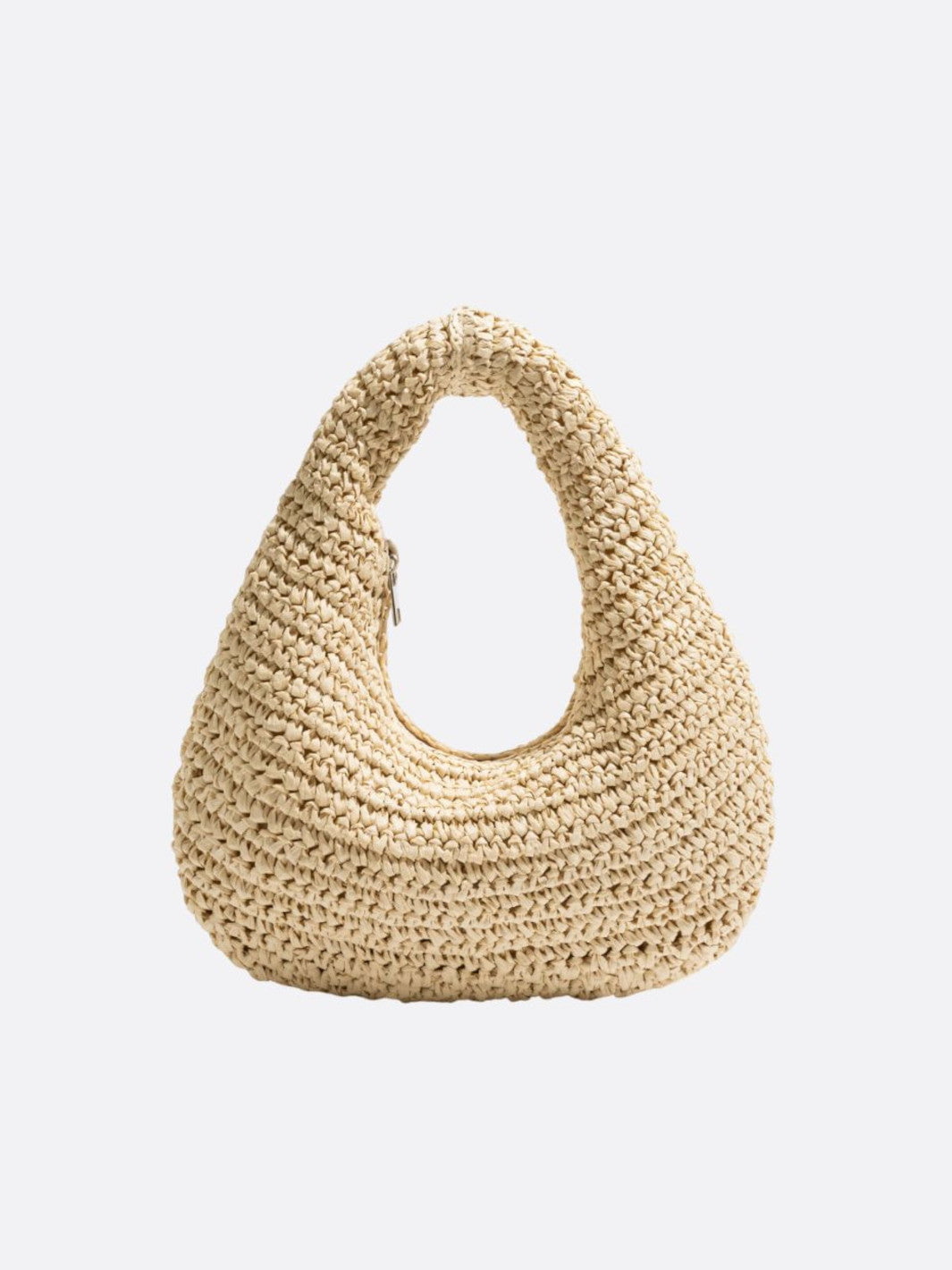 Woven straw hobo bag