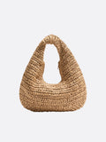 Woven straw hobo bag