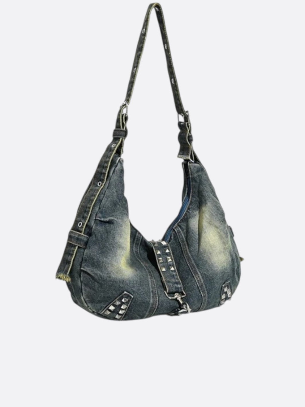 Studded denim bag