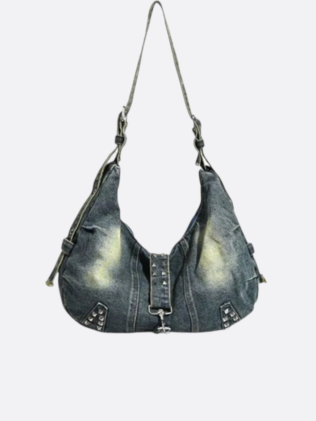 Studded denim bag
