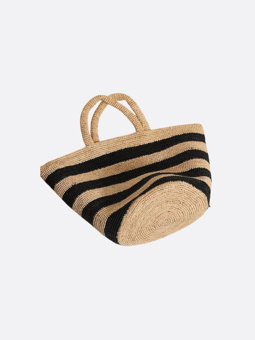 Raffia basket bag with stripes
