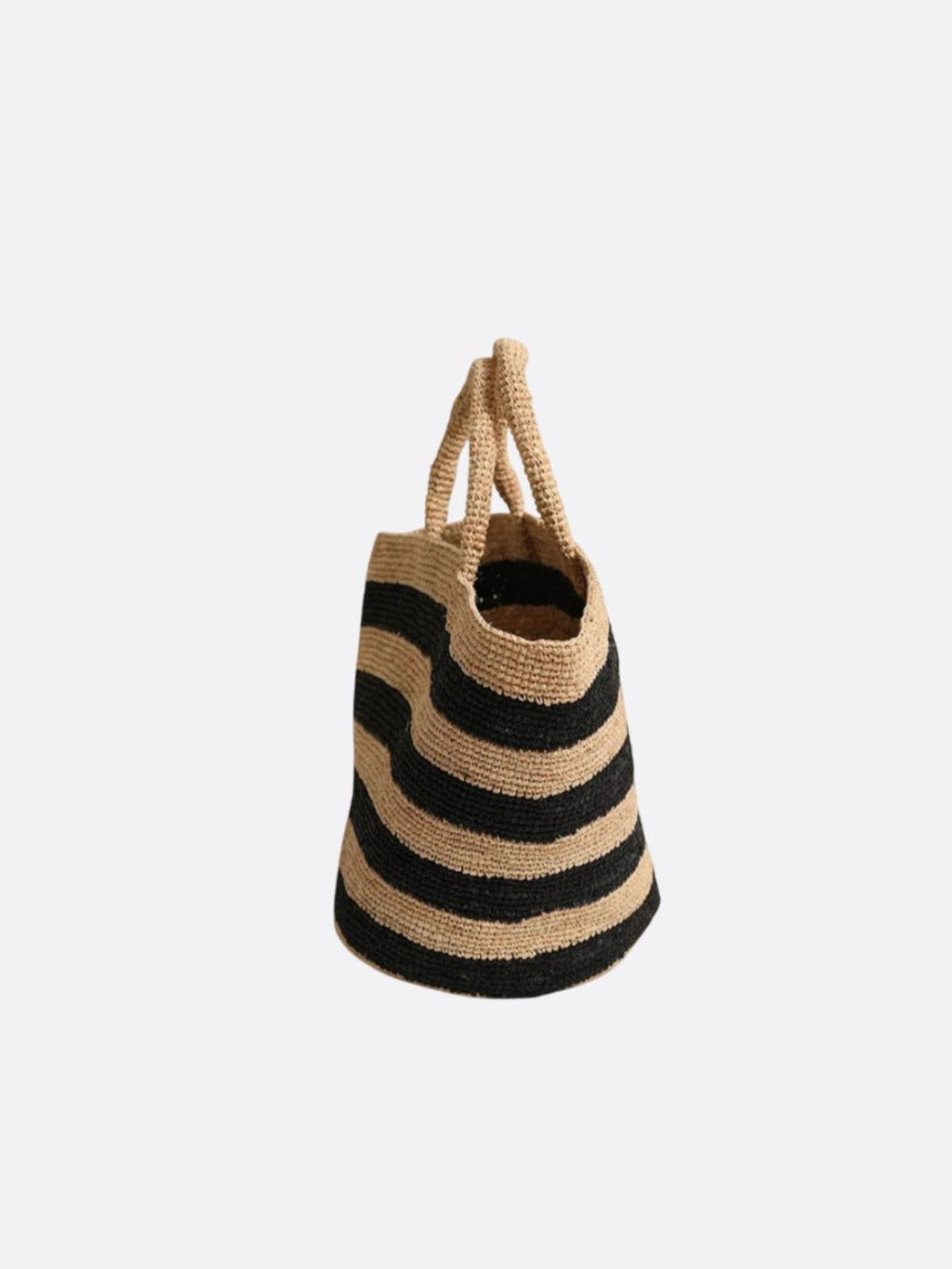 Raffia basket bag with stripes