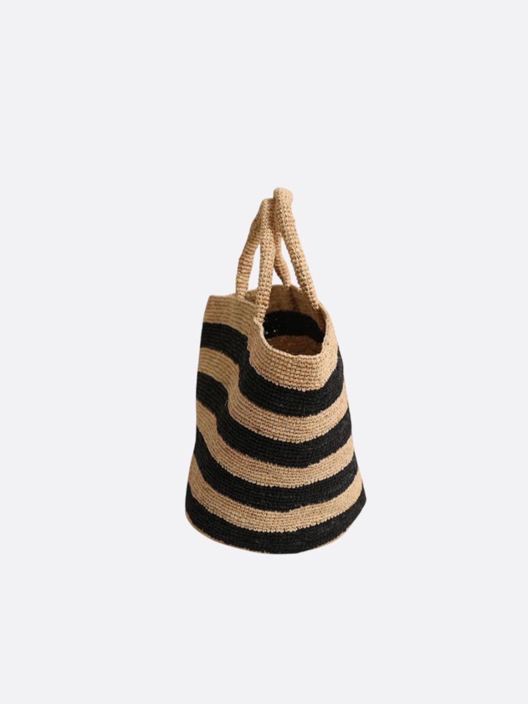 Raffia basket bag with stripes