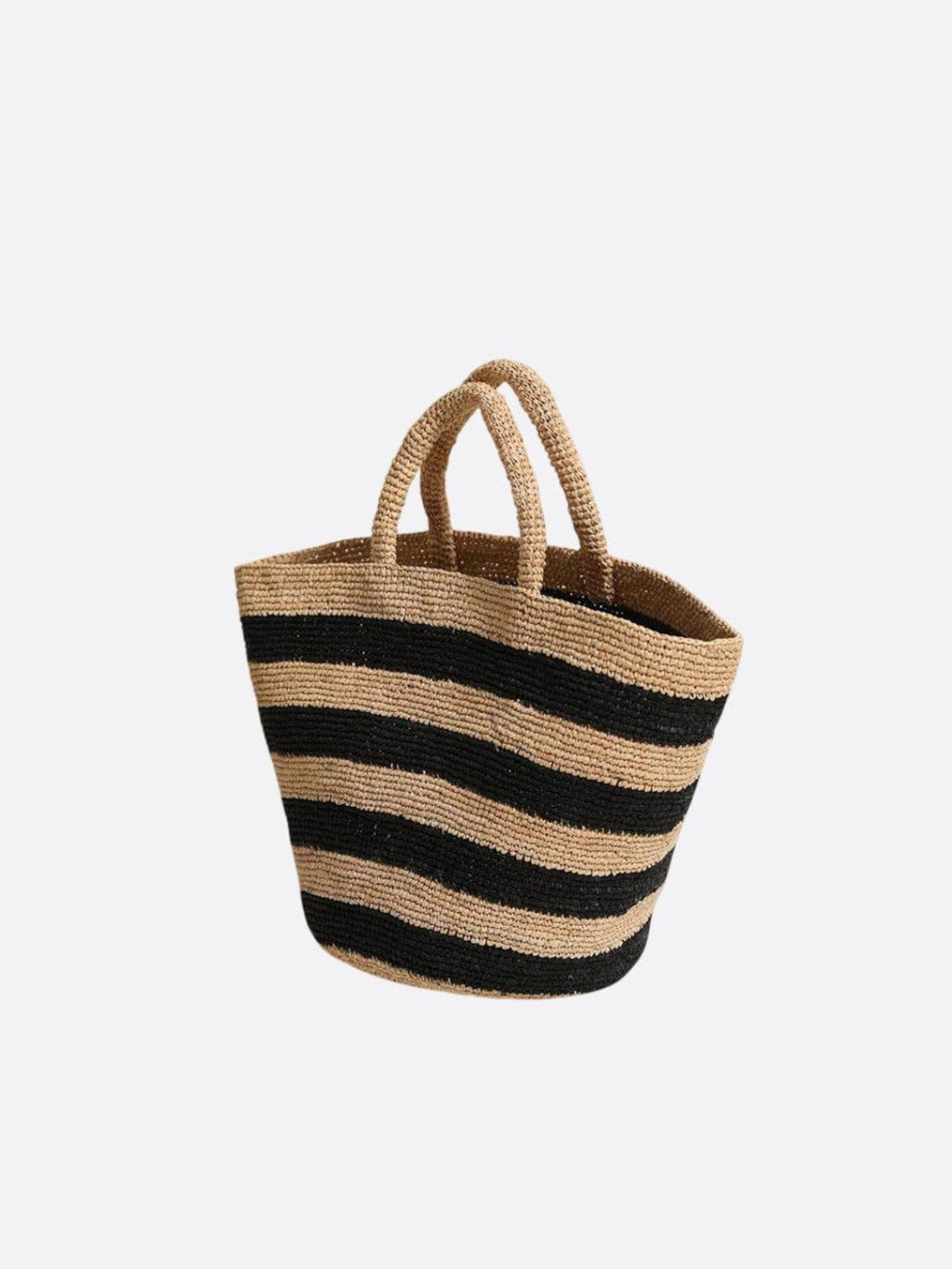 Raffia basket bag with stripes