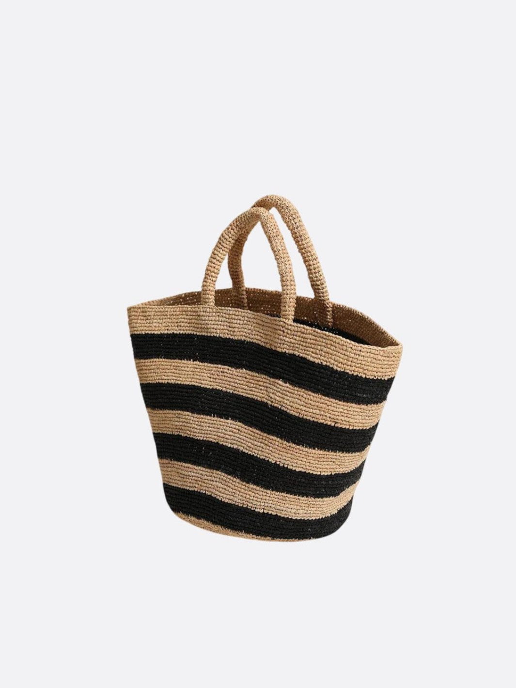 Raffia basket bag with stripes