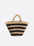 Raffia basket bag with stripes