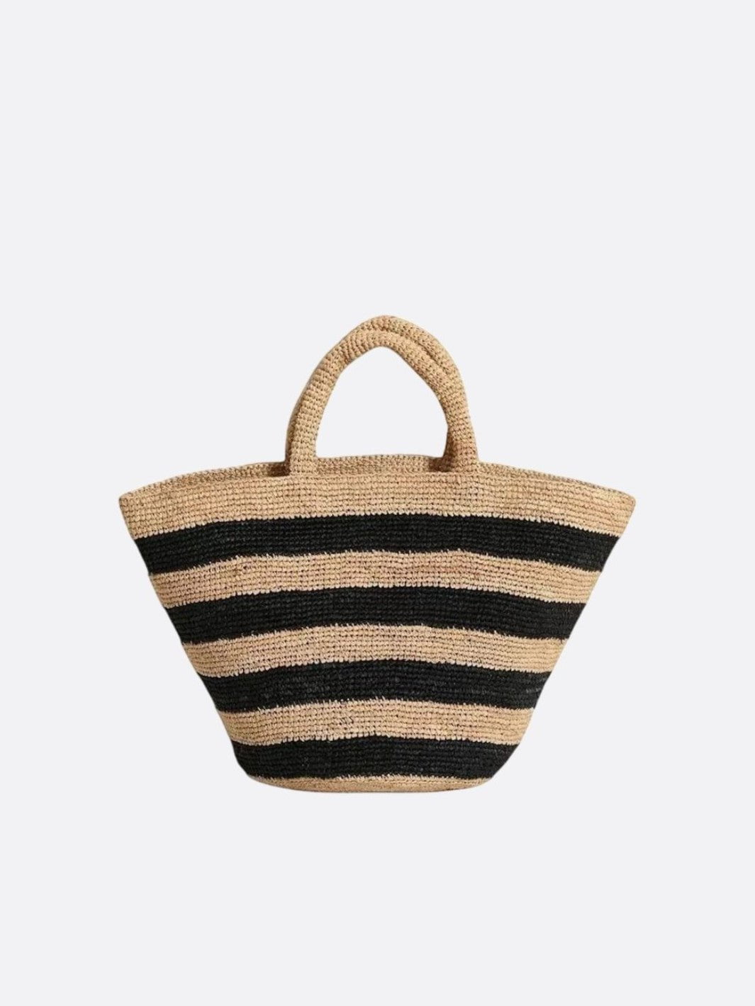 Raffia basket bag with stripes