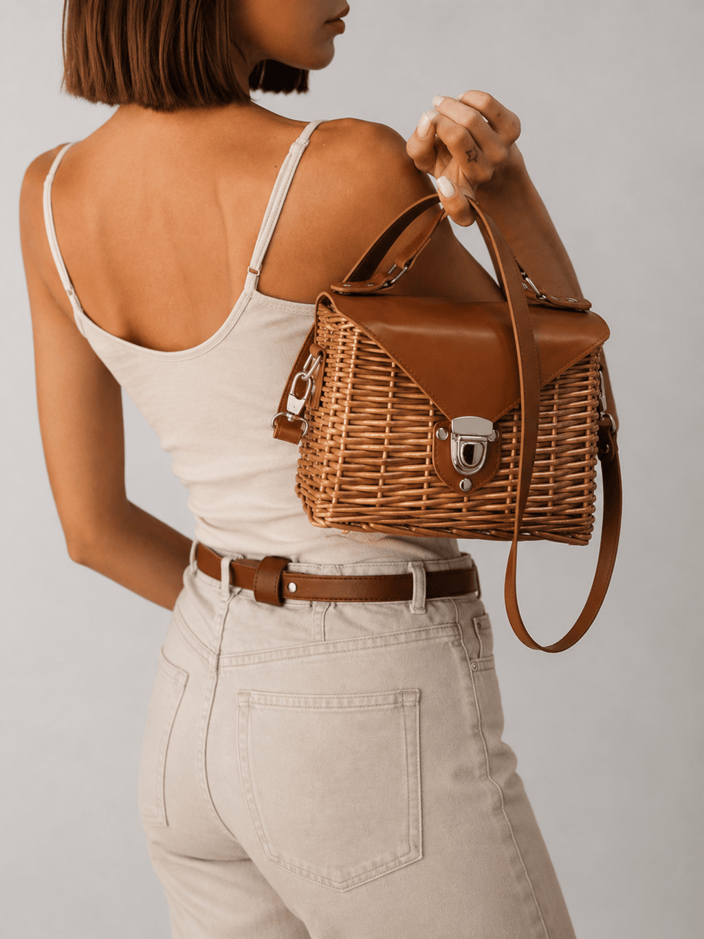 Rectangular rattan bag