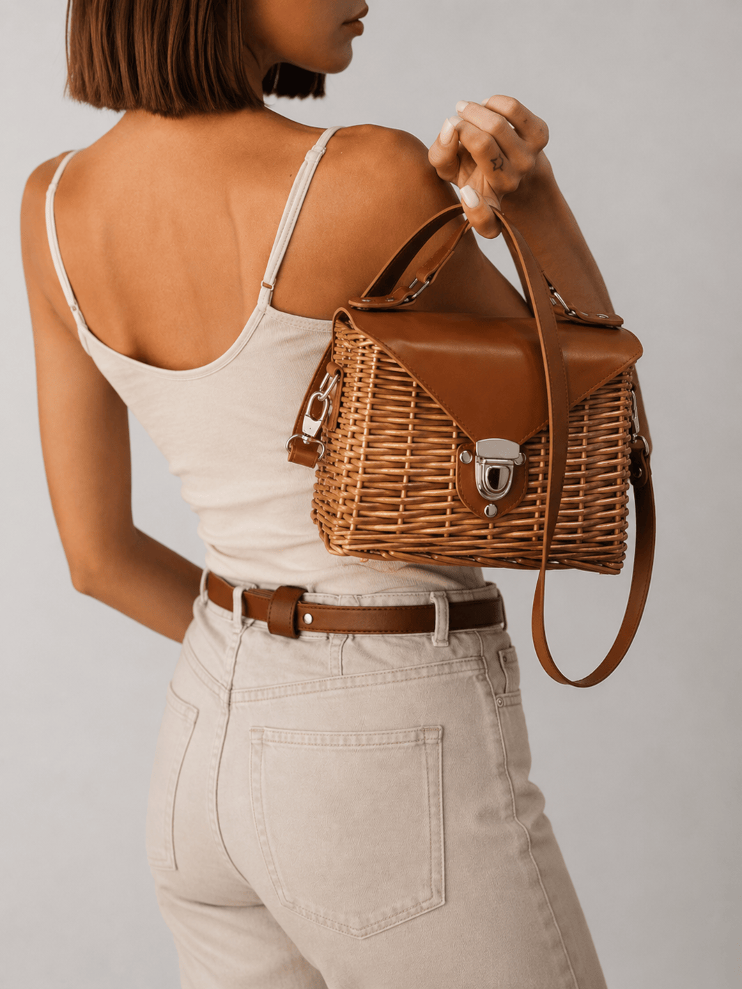 Rectangular rattan bag