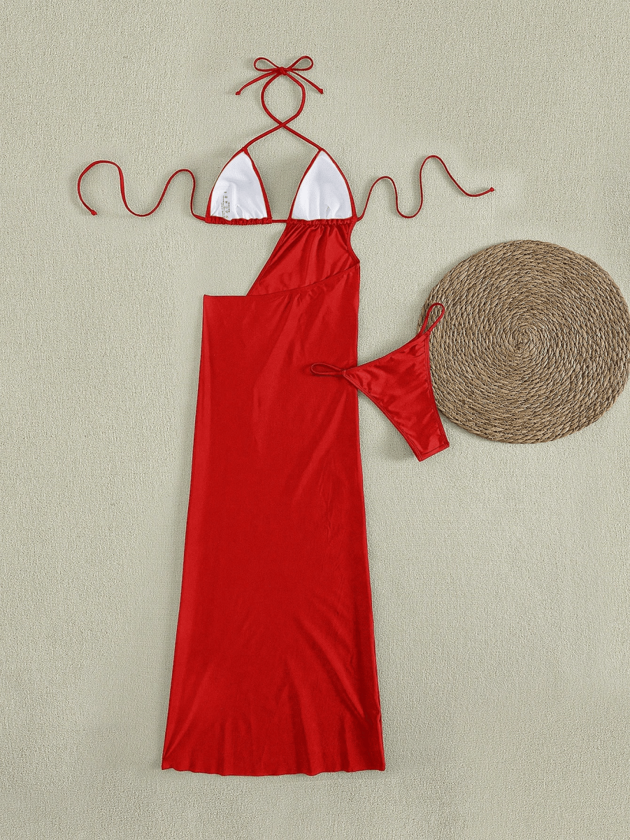 Estrella Set – Triangle Bikini with Long Skirt and Gold Clasp