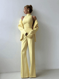Lumière Set – Blazer, High-Neck Top, and Wide-Leg Pants