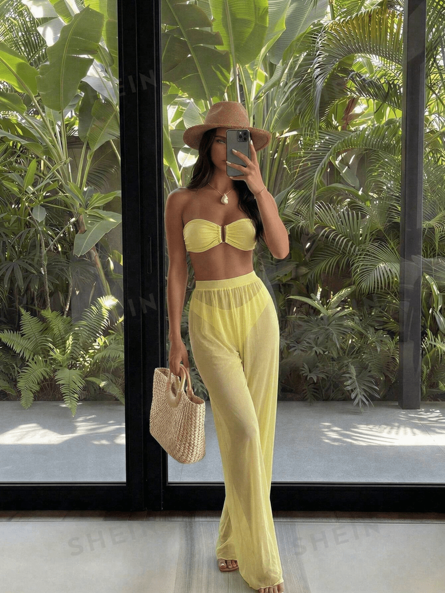 TriSolange Set – Bandeau Bikini with Semi-Transparent Bottoms