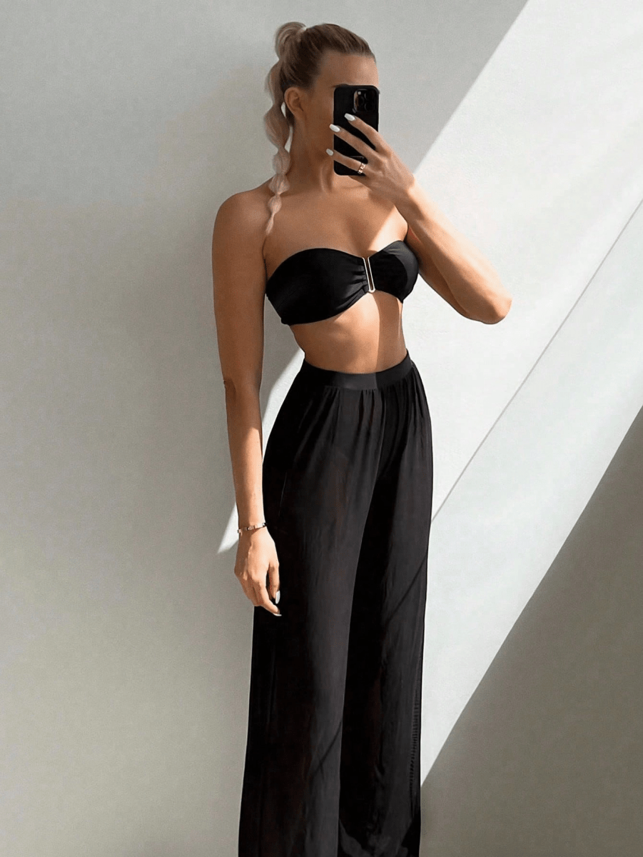 TriSolange Set – Bandeau Bikini with Semi-Transparent Bottoms