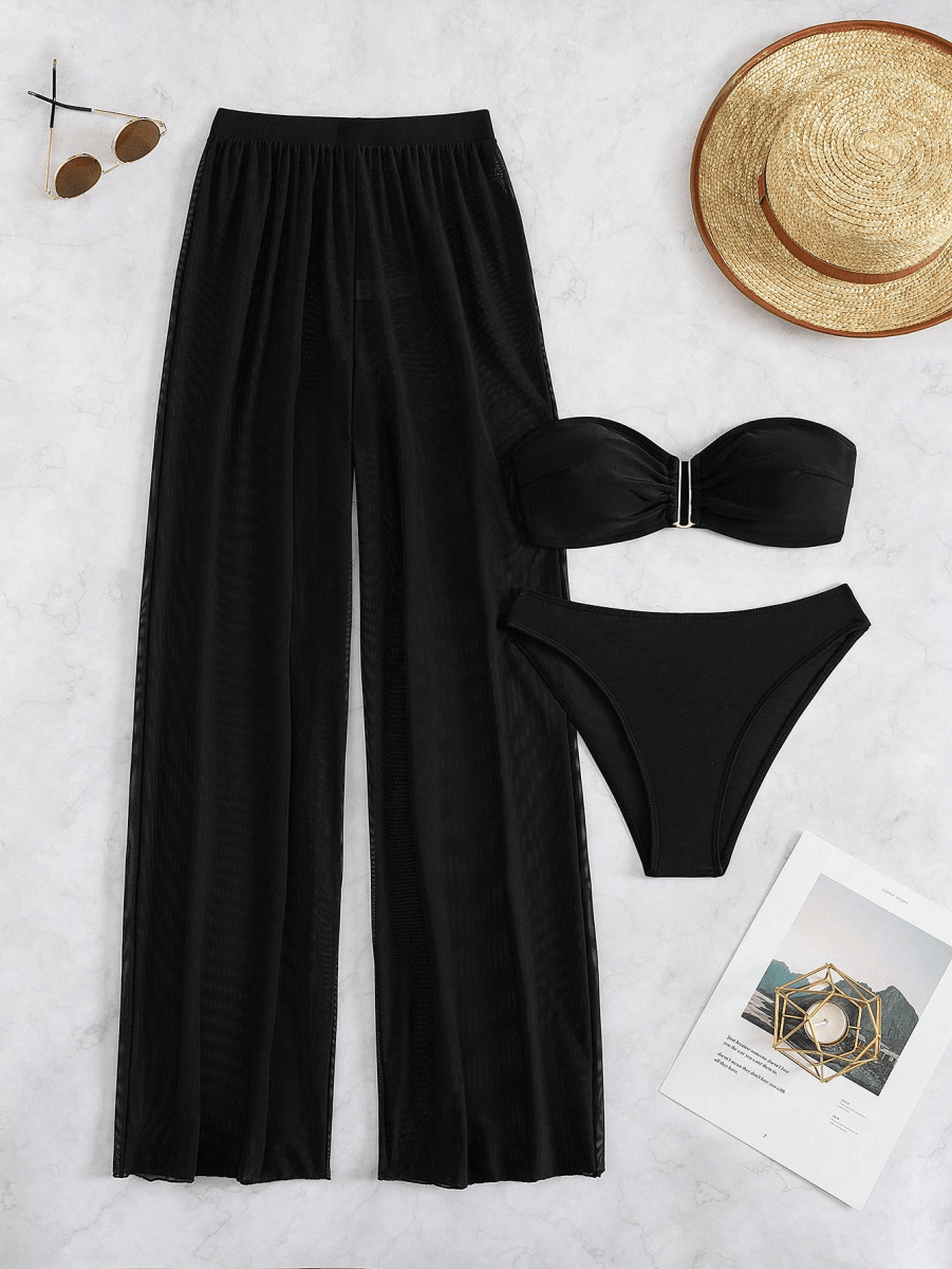 TriSolange Set – Bandeau Bikini with Semi-Transparent Bottoms