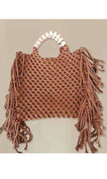 Brown Crochet Bag with Fringes