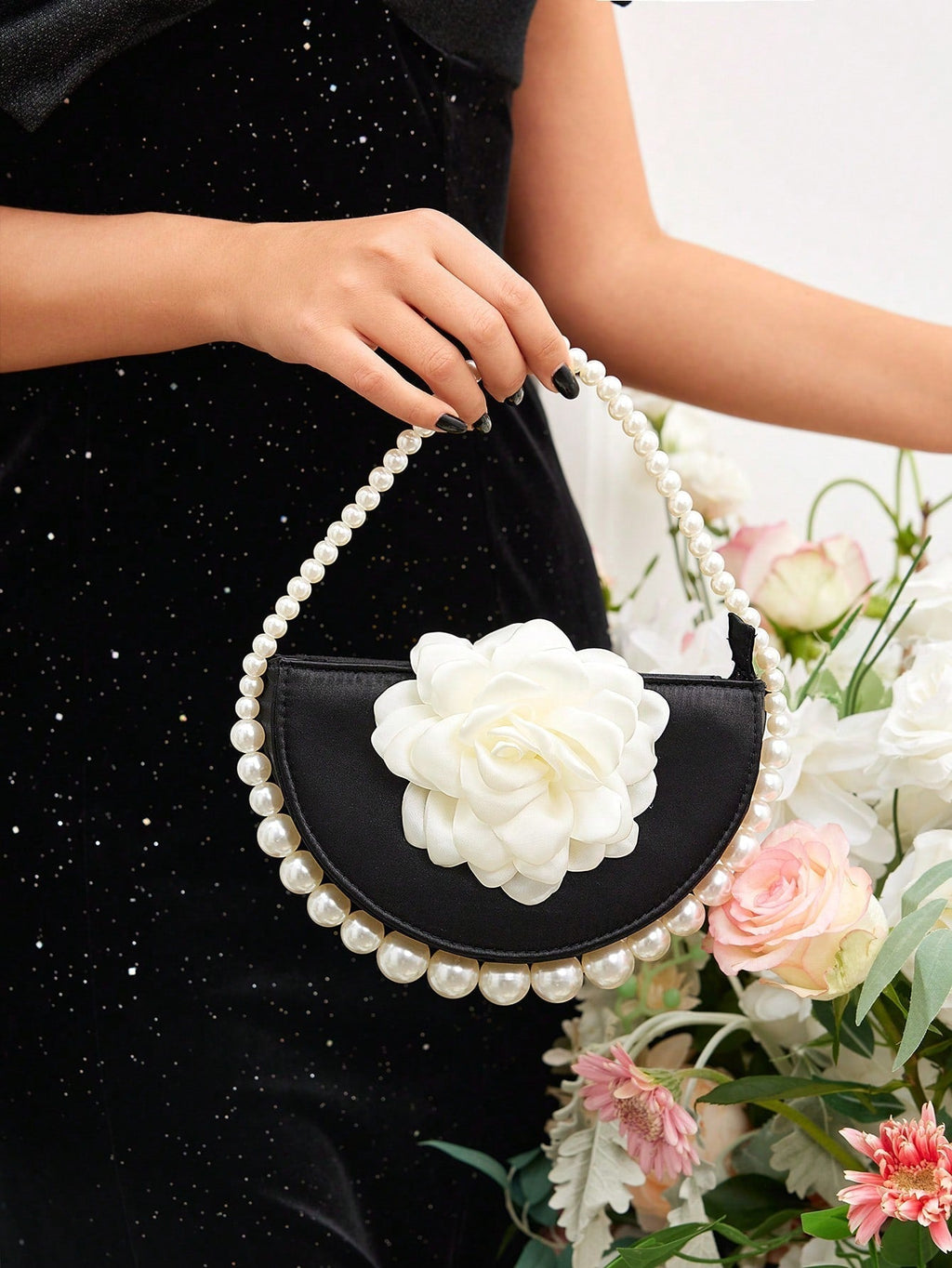Belle Luxury, Glamorous,Elegant, Flower, Women Top Handle Bag