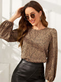 SHEIN Clasi Dalmatian Print Lantern Sleeve Top