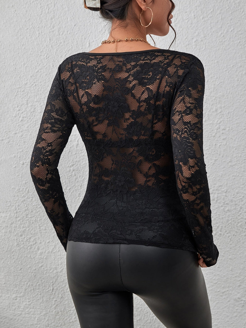 Floral Lace Scallop Trim Top Without Bra