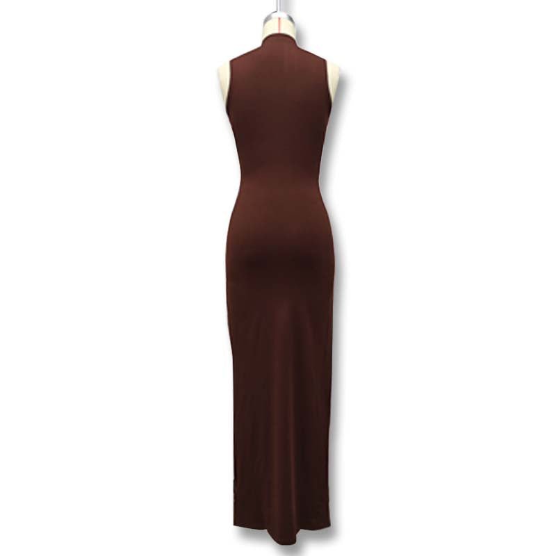 The Sleek Strap | Solid Color Crew Neck Suspender Maxi Dress