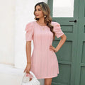 The Lotus Elegance | Women's Lotus Sleeve Solid Color Pencil Midi Dress