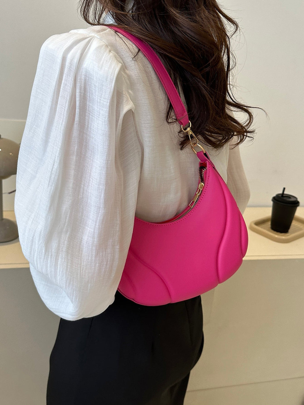 Solid Color Versatile Shoulder Bag For Women