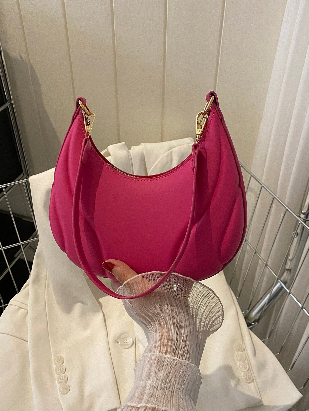 Solid Color Versatile Shoulder Bag For Women