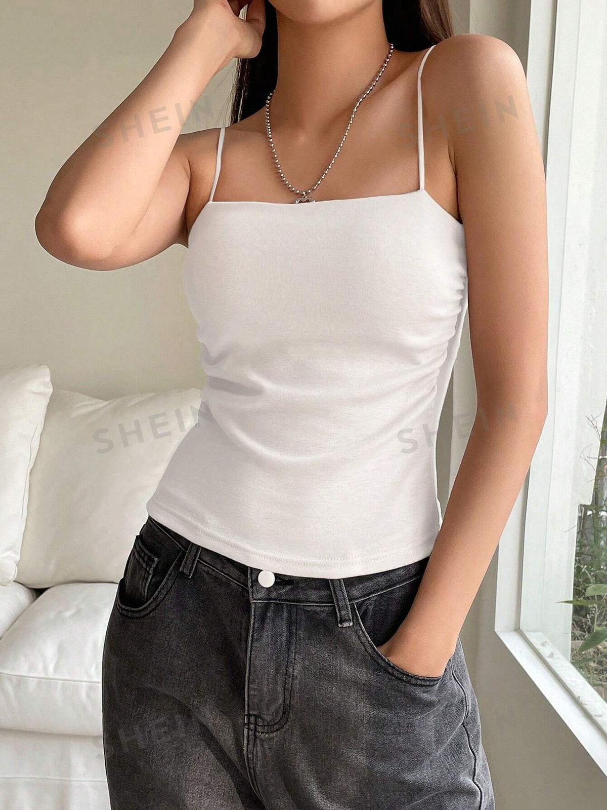 Solid Ruched Cami Top