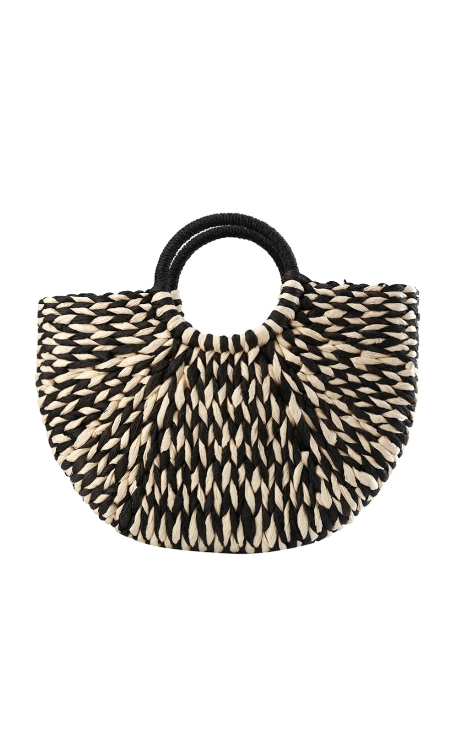 Brown Round Wicker Basket Bag