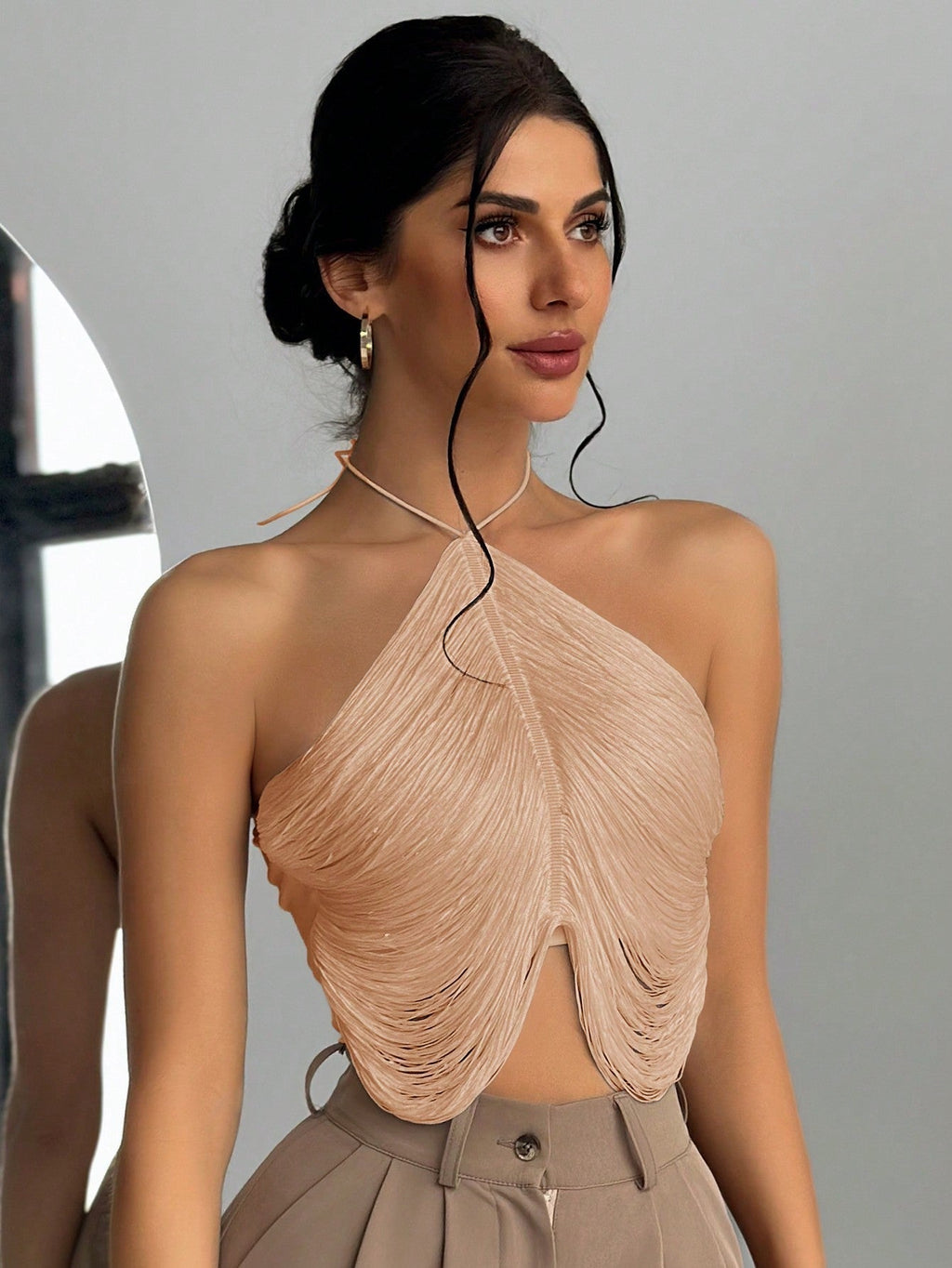 Tassel Halter Neck Wedding Season Elegant Women Camisole Top