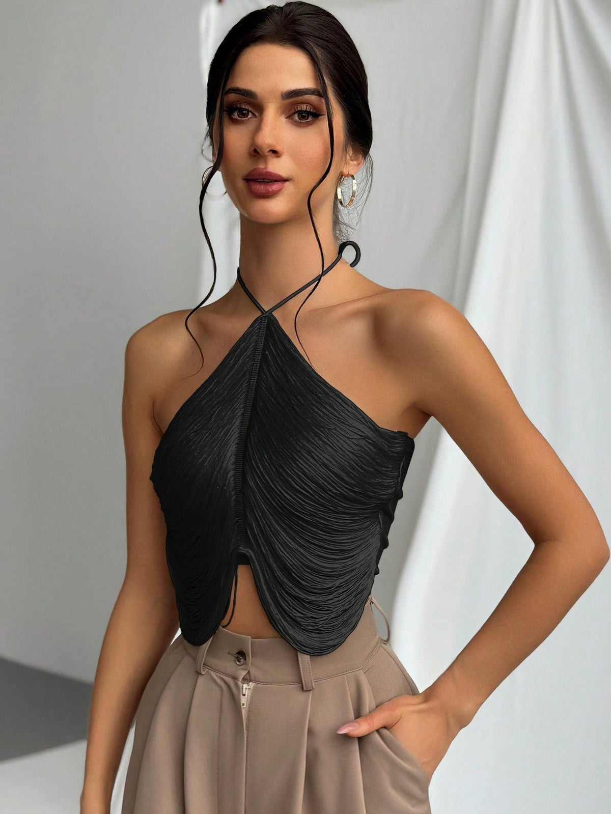 Tassel Halter Neck Wedding Season Elegant Women Camisole Top