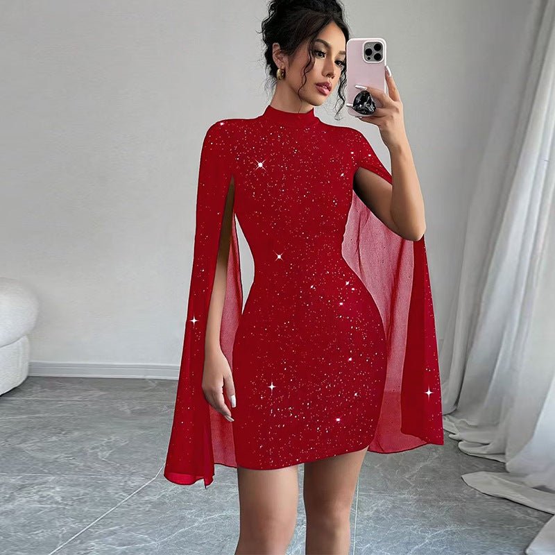 The Gilded Hour | Flutter-Sleeve Rhinestone Bodycon