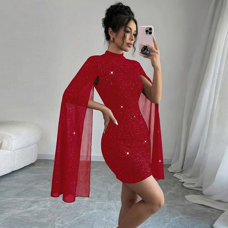 The Gilded Hour | Flutter-Sleeve Rhinestone Bodycon