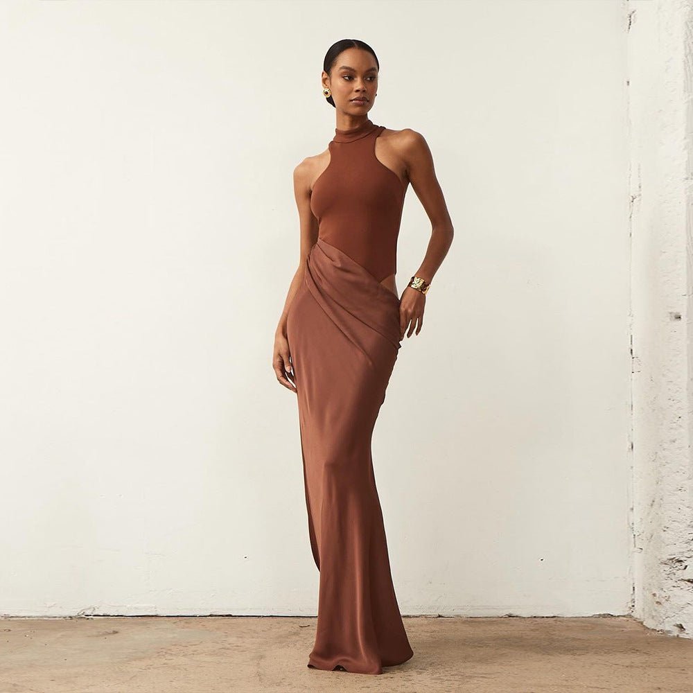 The Hollow Siren | Women's Hollow-Out Splicing Sleeveless Maxi Dress