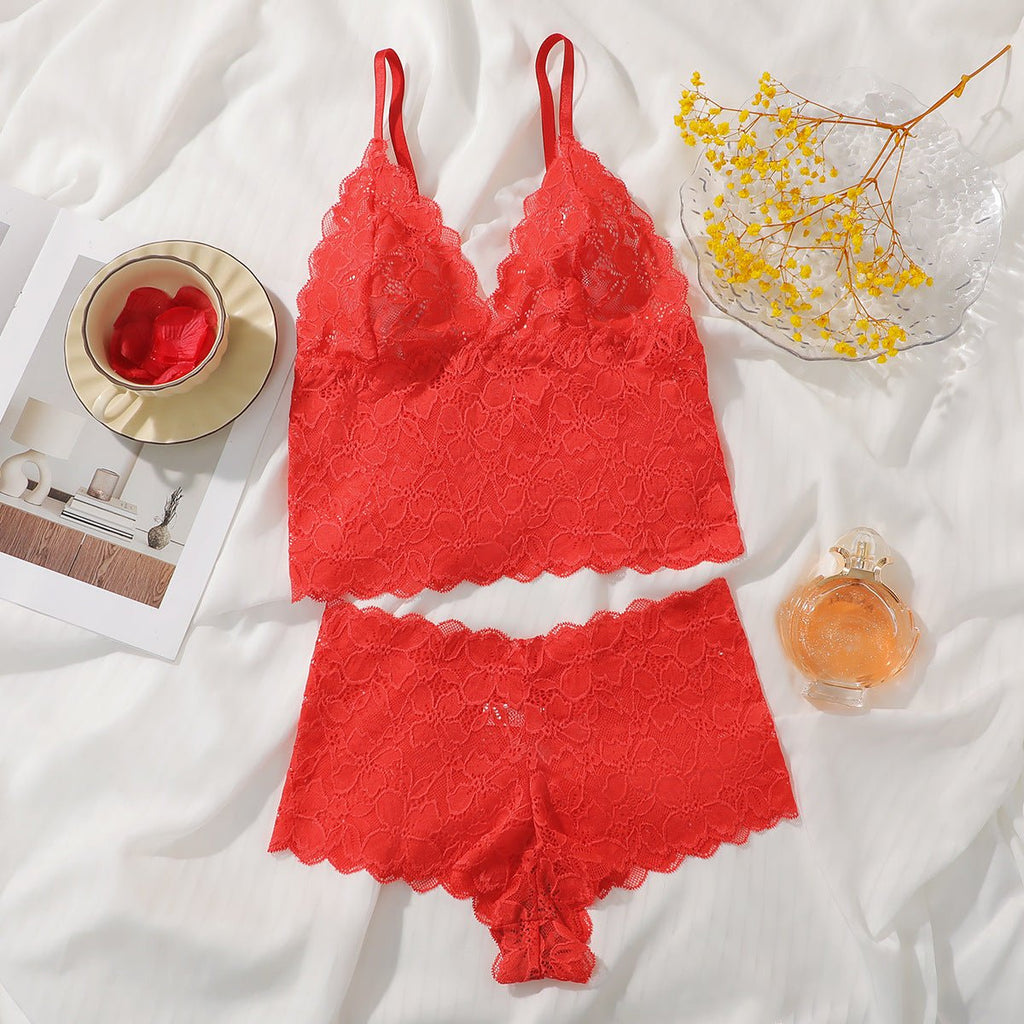 The Lace Back | Lace Wireless Triangle Cup Bra & Panty Set